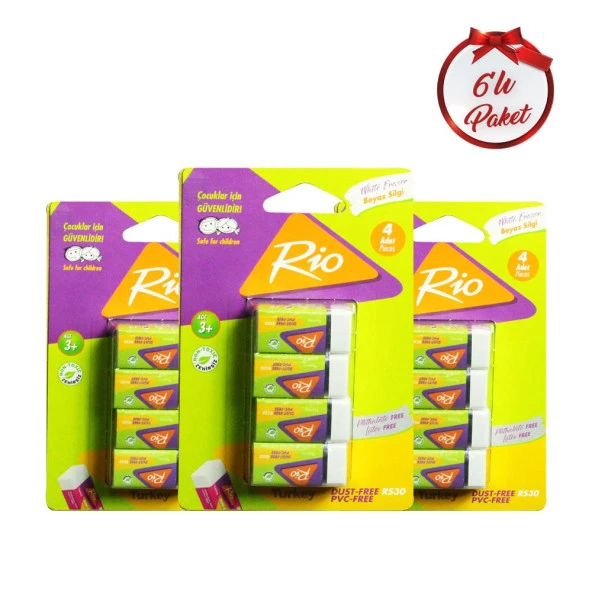 Rio Beyaz Silgi 4lü Blister 6 Paket