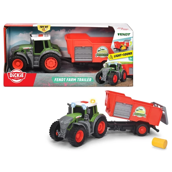 Dickie Fendt Farm Trailer Sesli ve Işıklı Traktör Römorklu