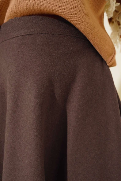 Kloş Model Kaşe Etek Kahve - 4