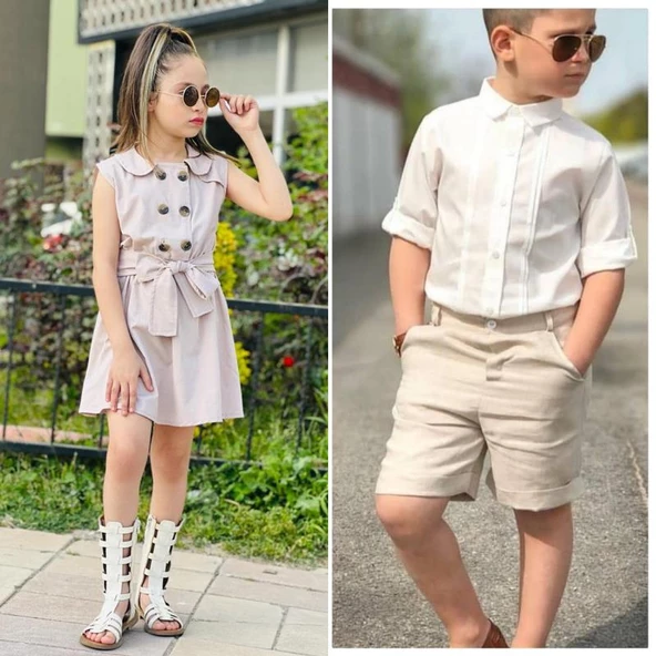 MODAVALS GABARDİN KARDEŞ KOMBİN ŞORTLU ERKEK ÇOCUK TAKIM - 4