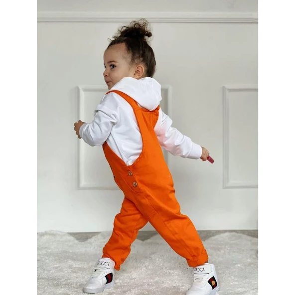 MODAVALS TOM & JERRY NAKIŞLI UNISEX KARDEŞ KOMBİN BAHÇIVAN TULUM & SWEAT SET - TURUNCU - 7