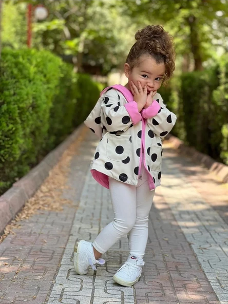 MODAVALS KIZ ÇOCUK PUANTİYELİ ÇİFT TARAFLI AÇIK KREM&PEMBE YAĞMURLUK 489756231 - 4