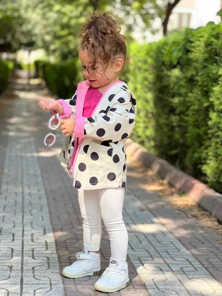 MODAVALS KIZ ÇOCUK PUANTİYELİ ÇİFT TARAFLI AÇIK KREM&PEMBE YAĞMURLUK 489756231 - 6