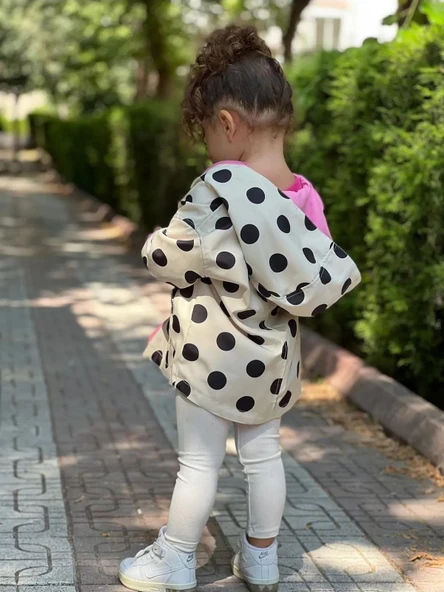 MODAVALS KIZ ÇOCUK PUANTİYELİ ÇİFT TARAFLI AÇIK KREM&PEMBE YAĞMURLUK 489756231 - 7