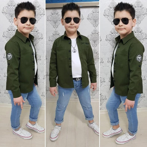 MODAVALS 4 PARÇA GÖMLEKLİ ERKEK ÇOCUK TAKIM - HAKİ - 3