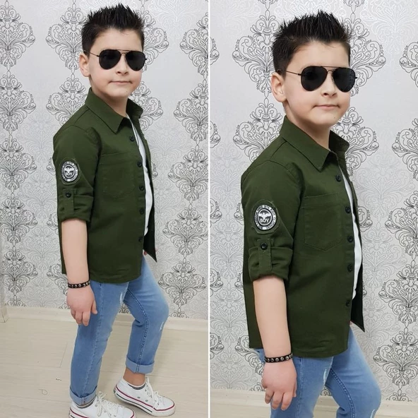 MODAVALS 4 PARÇA GÖMLEKLİ ERKEK ÇOCUK TAKIM - HAKİ - 7