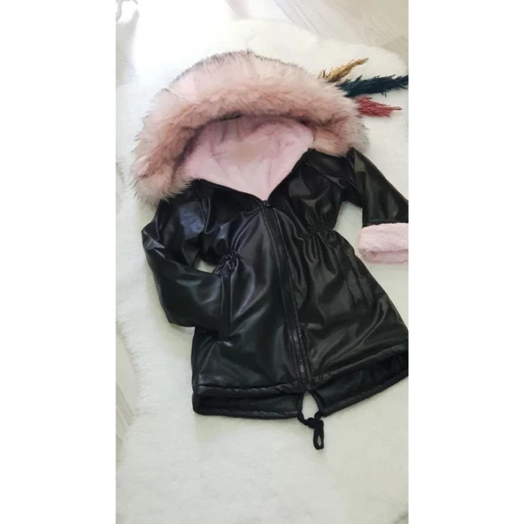 MODAVALS KIZ ÇOCUK İTHAL KÜRKLÜ WELSOFT DERİ KABAN - 9