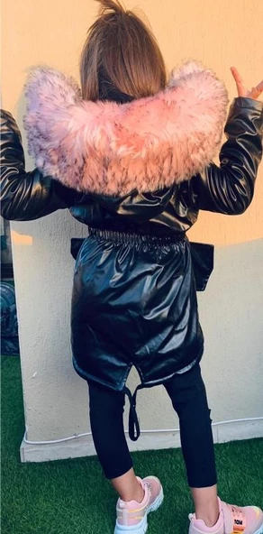 MODAVALS KIZ ÇOCUK İTHAL KÜRKLÜ WELSOFT DERİ KABAN - 6