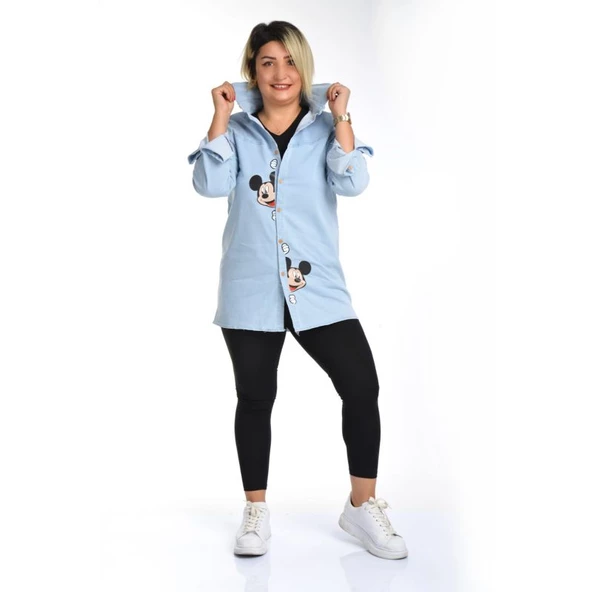 MODAVALS ANNE OĞUL MICKEY BASKILI TUNİK KOT GÖMLEK - 5