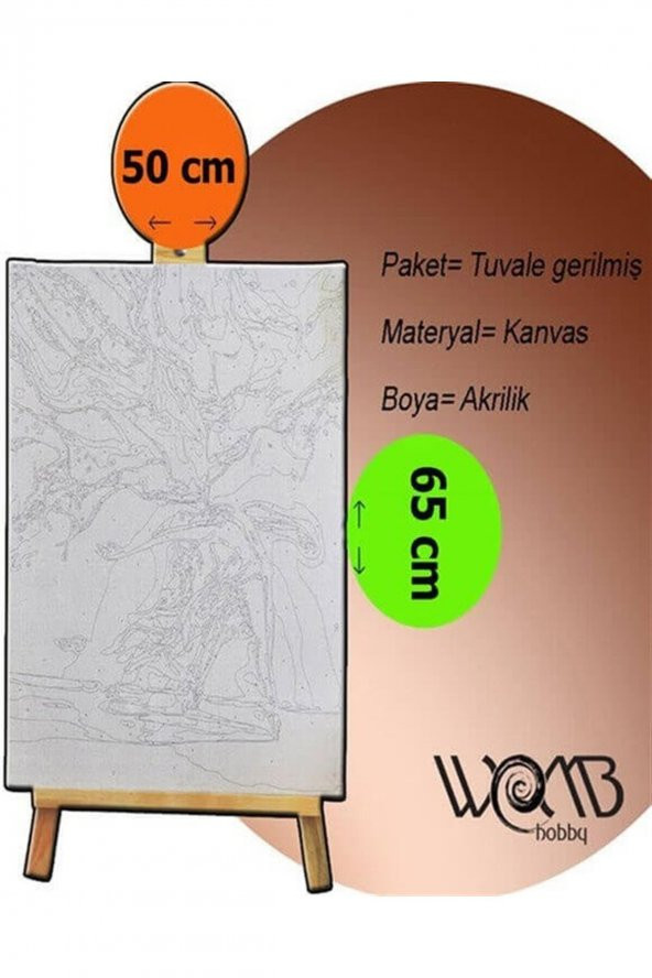 wombhobby Yılbaşı Ağacı Sayılarla Boyama Seti 40x50 cm (Tuvale Gerili)