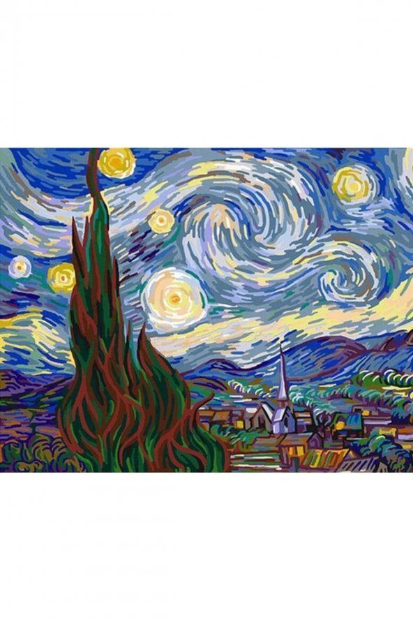 wombhobby Van Gogh Yıldızlı Geceler Sayılarla Boyama Seti 60x75 Cm (tuvale Gerili)