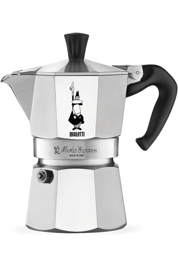 Moka Express Espresso Cezvesi, 3 Kişilik, 130 Ml Hacim, Alüminyum Döküm Gövde Ve Termoplastik