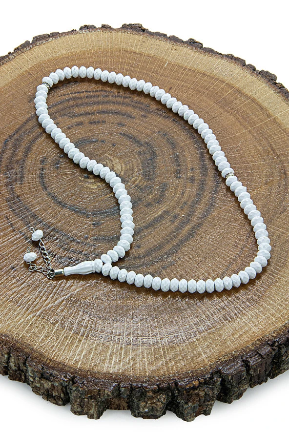 Bohçaya ve Mevlide Uygun Başörtülü Seccade Seti - Tesbihli - Beyaz - Resim 4