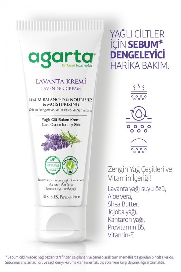 Agarta Doğal Lavanta Cilt Bakım Kremi 75 ml