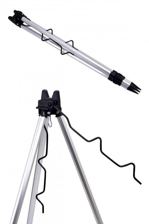 Exent 3 Ayaklı Alüminyum Teleskopik, katlanabilir hafif kamış ve olta dayama Sehpası (Tripod) - 3