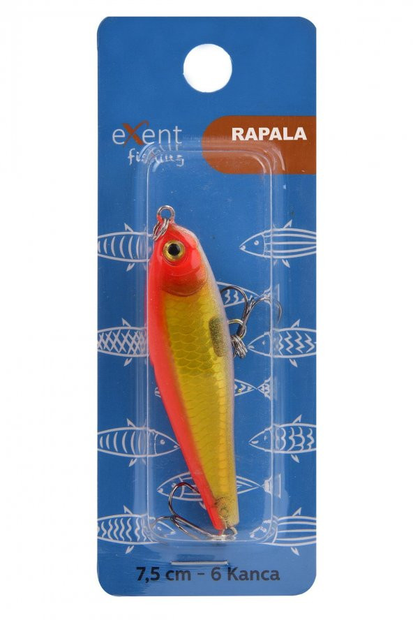 Exent 6 kancalı 7,5 cm Rapala-Sahte yem -8,3 gr. (3 adet) - Resim 3