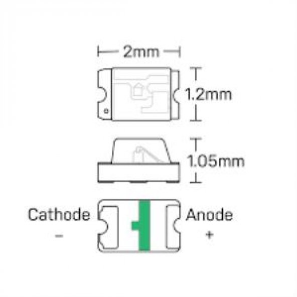 0805 Smd Led Blue - Mavi 160-210 mcd 120derece Water Clear - 2