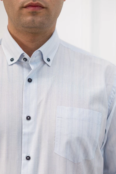 Advante Geniş Ve Rahat Kesim Cepli Çizgili Klasik Erkek Gömlek - Resim 10
