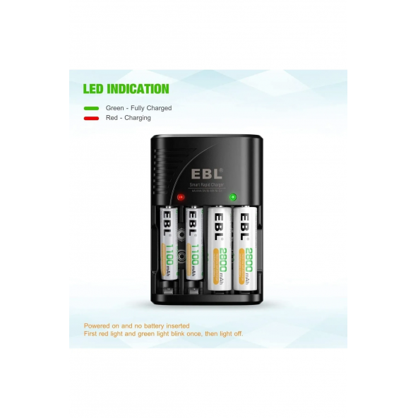 EBL Akıllı Şarj Cihazı NiMH AA AAA Ve 9V (1.2V ŞARJLI PİLLER İÇİNDİR) - 4