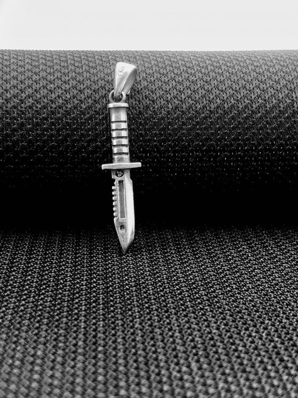 Rambo Bıçak Tasarımlı 925 Ayar Gümüş Kolye Ucu - Resim 2