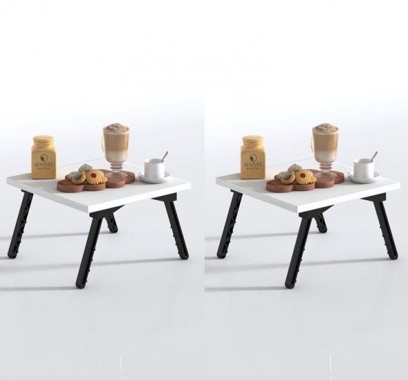 Kenzlife laptop dizüstü bilgisayar sehpası tankutay byz 2 li set 20*39*39 yemek sofra siyah ayak - 2