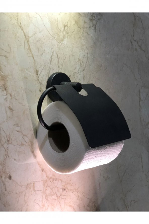 Evina Tuvalet Kağıtlığı Geniş Kapaklı, Wc Kağıtlık - Mat Siyah