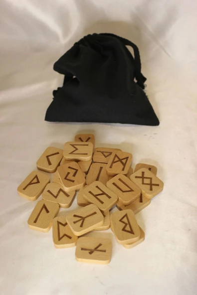 Rune Semboli Taşları Run Taşları Ahşap Rune Alfabesi Nordic Runes - 4