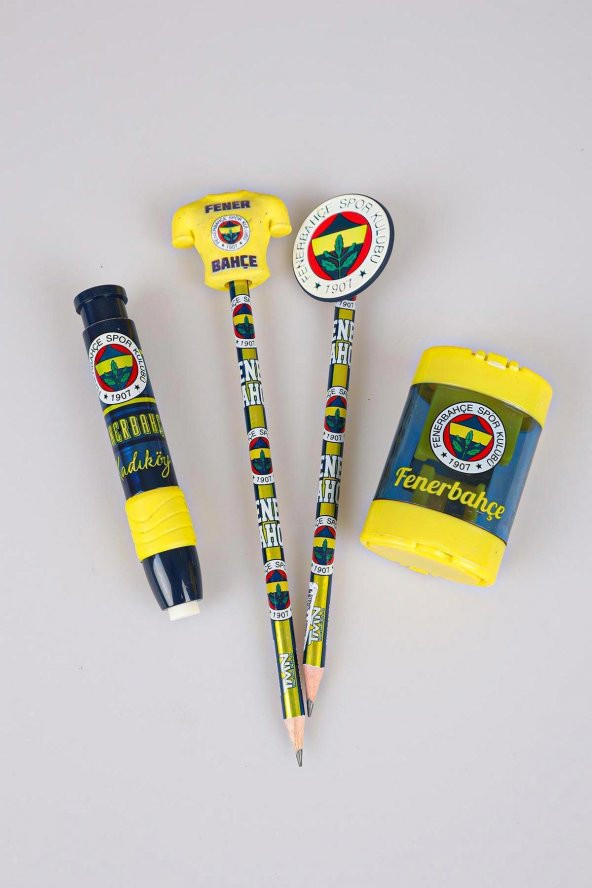 LİSANSLI FENERBAHÇE KARELİ ve ÇİZGİLİ A4 DEFTER, TOP BAŞLIKLI UÇLU KALEM, SİLGİ , 24LÜ ETİKET SETİ - 3