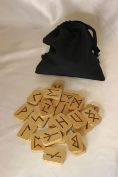 Rune Semboli Taşları Run Taşları Ahşap Rune Alfabesi Nordic Runes - 5