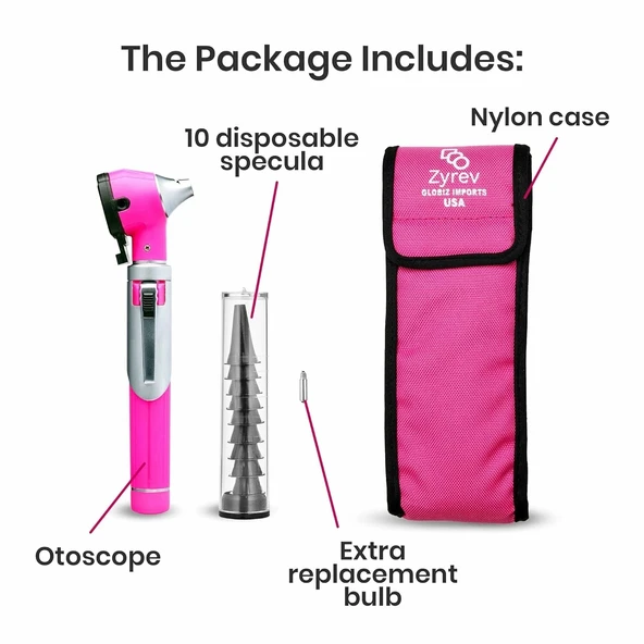 Zyrev ZetaLife Otoskop - Işıklı Kulak Enfeksiyonu Dedektörü - Pembe - 4