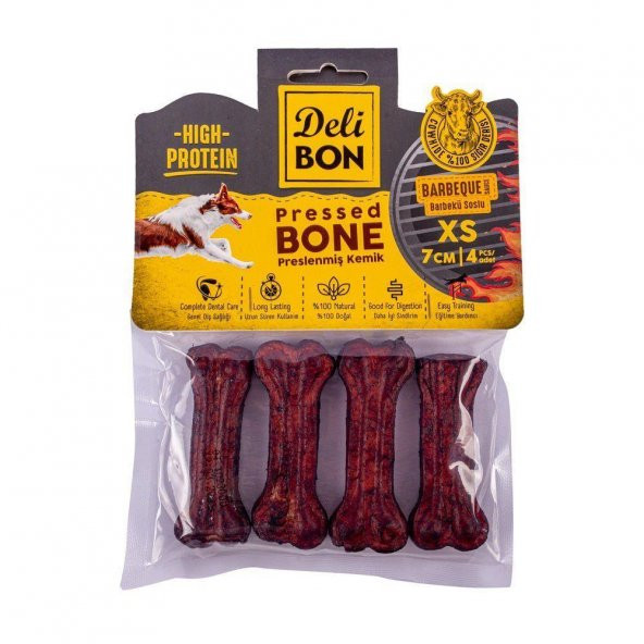 DELİBON DERİ PRES KEMİK 7CM XS BOY 4LÜ PAKET BARBEKÜ 7CM