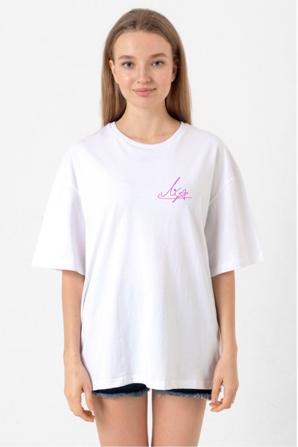 Blackpink Lisa Signature Beyaz Kadın Oversize Tshirt