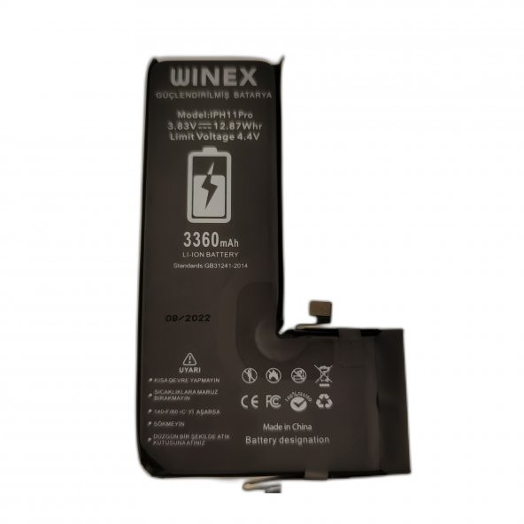 Winex İphone 11 Pro Uyumlu Güçlendirilmiş Premium Batarya