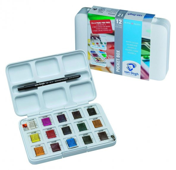 Royal Talens Van Gogh Tablet Sulu Boya 15 (12+3) Renk + Royal Talens 8 Yaprak 22,5x32cm Suluboya Bloğu Hediyeli - 2