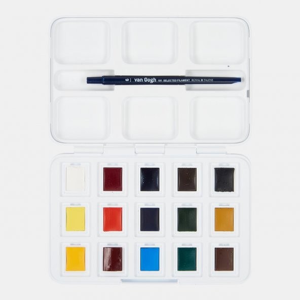Royal Talens Van Gogh Tablet Sulu Boya 15 (12+3) Renk + Royal Talens 8 Yaprak 22,5x32cm Suluboya Bloğu Hediyeli - 4