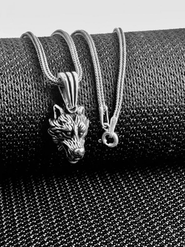 Kızgın Kurt Tasarımlı 925 Ayar Gümüş Kolye - Resim 3