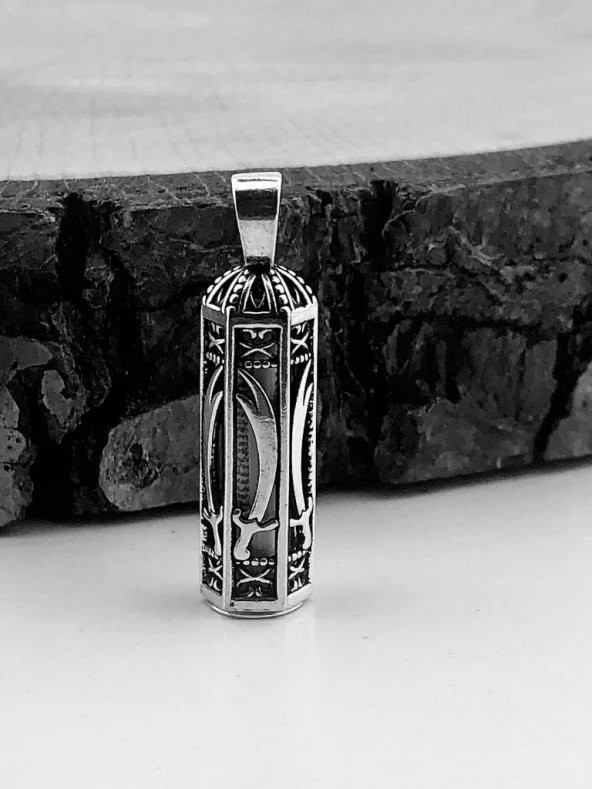 Cevşeni Kebir Dualı Zülfikar Kılıç Tasarımlı 925 Ayar Gümüş Kolye Ucu - Resim 4