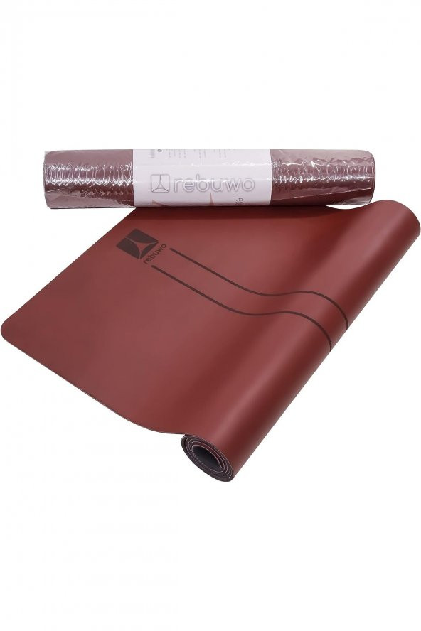 Özel Çizgi Tasarımlı Kauçuk Yoga Pilates Mat, Bordo