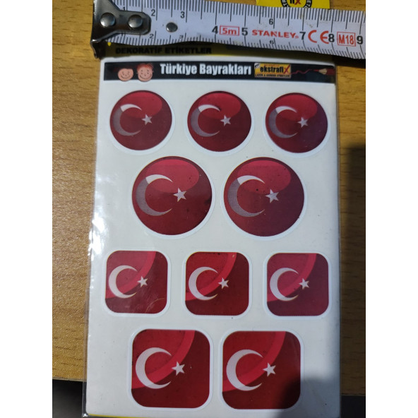 yapışkan etiket çıkartma sticker kuşe kağıt bayrak 5 sayfa