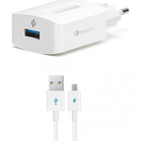 Ttec SpeedCharger QC 3.0 Seyahat Şarj Aleti + Micro USB Kablo Beyaz 2SCQC01M