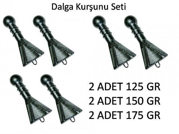 Surf Olta Kurşunu Dalgalı Havada Kullanmak İçin Set 2 şer Adet 100 gr - 125 gr - 150 gr