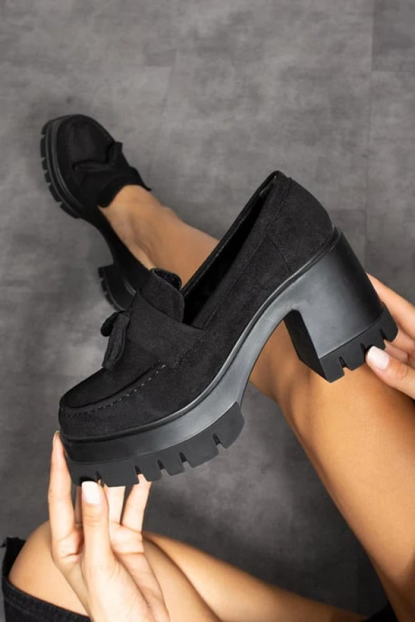 Feles Loafer Klasik Ayakkabı Kadın Topuklu Ayakkabı