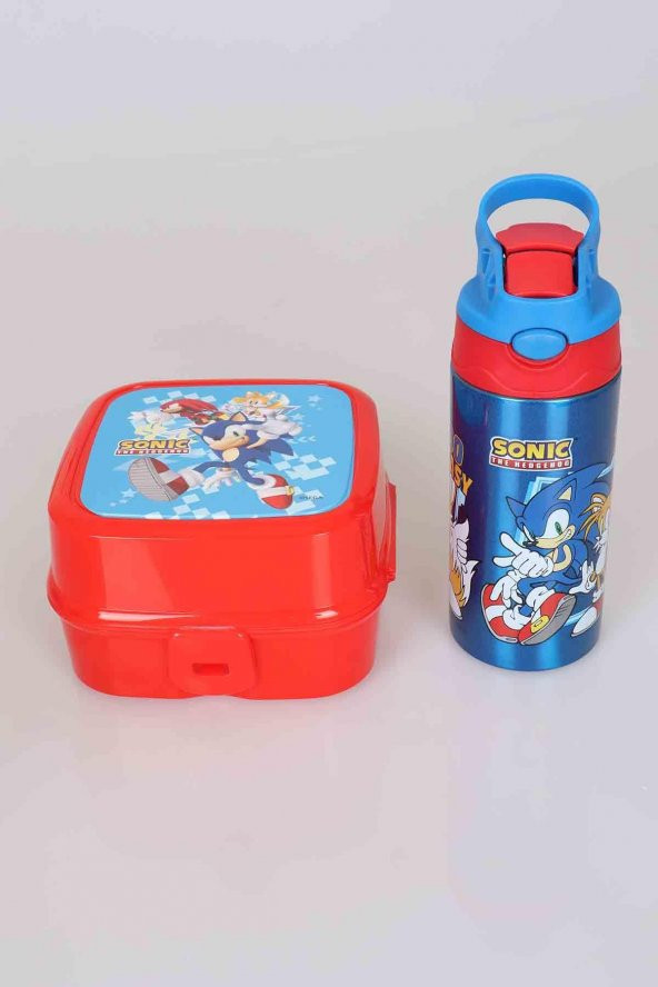 LİSANSLI SONIC ÇELİK MATARA 500 ML VE 2 KATLI BESLENME KABI SETİ - 2