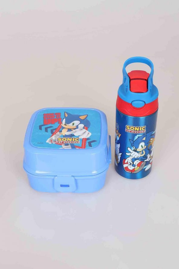 LİSANSLI SONIC ÇELİK MATARA 500 ML VE 2 KATLI BESLENME KABI SETİ - 4