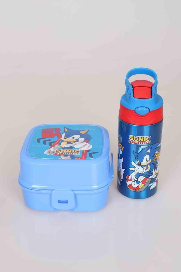 LİSANSLI SONIC ÇELİK MATARA 500 ML VE 2 KATLI BESLENME KABI SETİ - 5