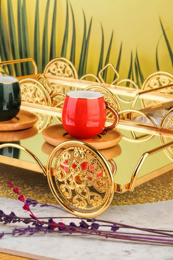 Otantik Gold Araba Desenli 1 Takım 2 Boy Lüks Sunumluk, Ikramlık , Hediyelik Tepsi - 3