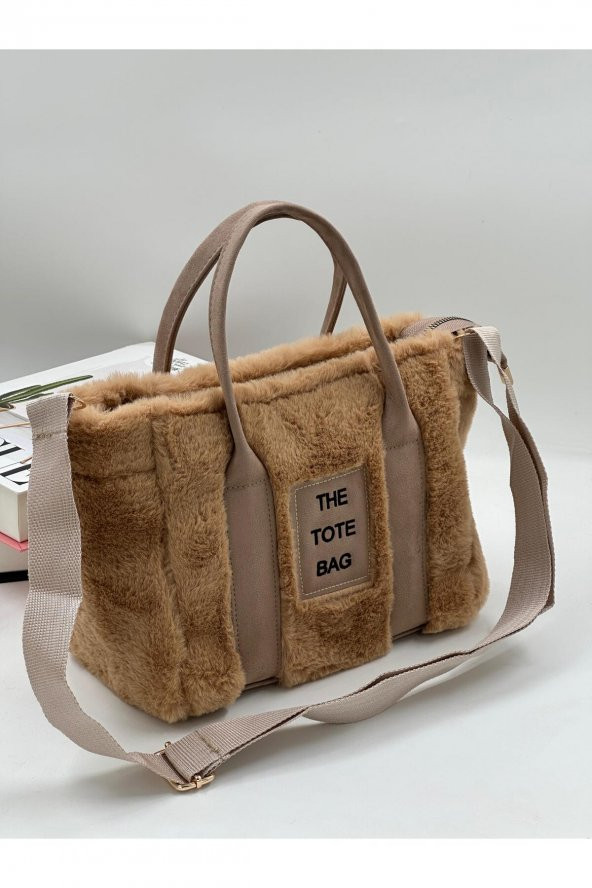 THE TOTE BAG Peluş Askılı Kadın El ve Omuz Çantası