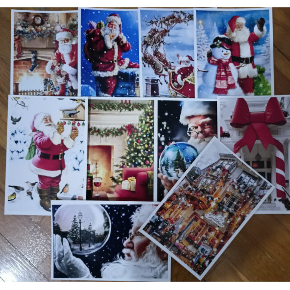 Yılbaşı kartpostal yeni yıl Noel 10 adet karışık