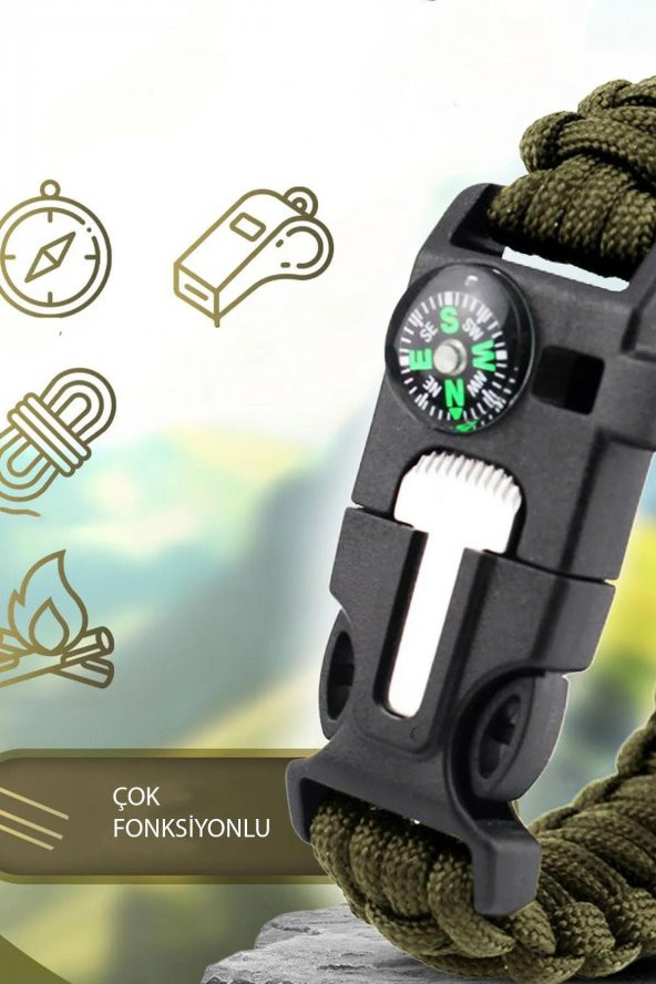 3B Trend Pusulalı Hayatta Kalma Bilekliği Outdoor Aksesuar - 4