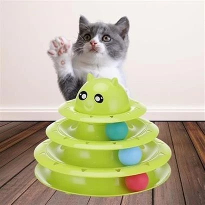 Tower Of Tracks Eğlenceli Üç Katlı Kedi Oyuncağı Seti Kedi Oyunu - 8